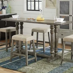 Kirklands Home Cream Upholstered Chandler Counter Stools, Set of Ivory Clearance
