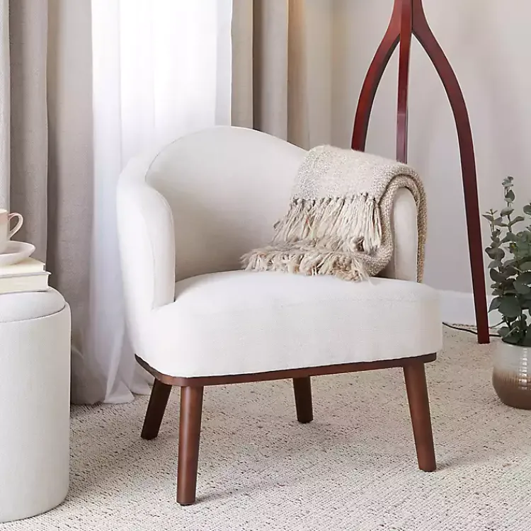 Kirklands Home Cream Upholstered Midcentury Modern Accent Chair Ivory Online