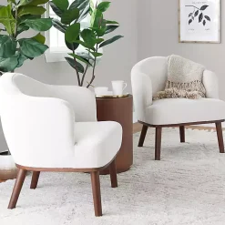 Kirklands Home Cream Upholstered Midcentury Modern Accent Chair Ivory Online