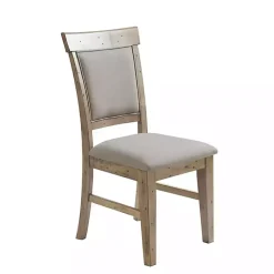 Kirklands Home Cream Upholstered Rustic Dining Chairs, Set of 2 Tan Outlet