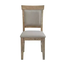 Kirklands Home Cream Upholstered Rustic Dining Chairs, Set of 2 Tan Outlet