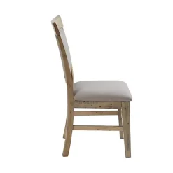 Kirklands Home Cream Upholstered Rustic Dining Chairs, Set of 2 Tan Outlet