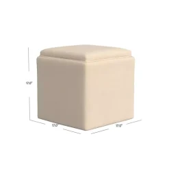 Kirklands Home Cream Upholstered Storage Ottoman with Tray Top White Best