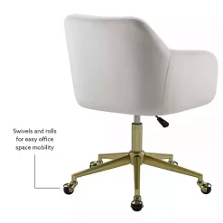 Kirklands Home Cream Upholstered Tufted Swivel Office Chair Ivory Sale