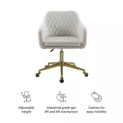 Kirklands Home Cream Upholstered Tufted Swivel Office Chair Ivory Sale