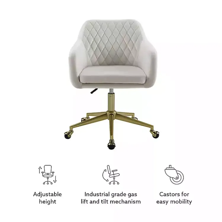 Kirklands Home Cream Upholstered Tufted Swivel Office Chair Ivory Sale