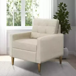 Kirklands Home Cream Upholstered Tufted Dani Accent Chair White New