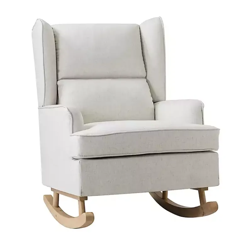 Kirklands Home Cream Upholstered Wingback Rocking Chair Ivory Sale