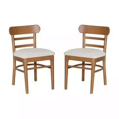 Kirklands Home Cream Upholstered Wood Dining Chairs, Set of 2 White Online