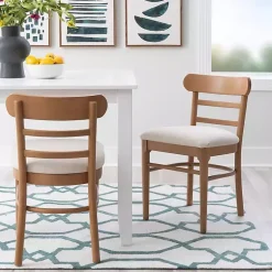 Kirklands Home Cream Upholstered Wood Dining Chairs, Set of 2 White Online