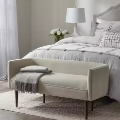 Kirklands Home Cream Velvet Low Back Transitional Settee Ivory Best
