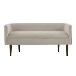 Kirklands Home Cream Velvet Low Back Transitional Settee Ivory Best