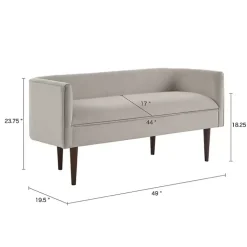 Kirklands Home Cream Velvet Low Back Transitional Settee Ivory Best