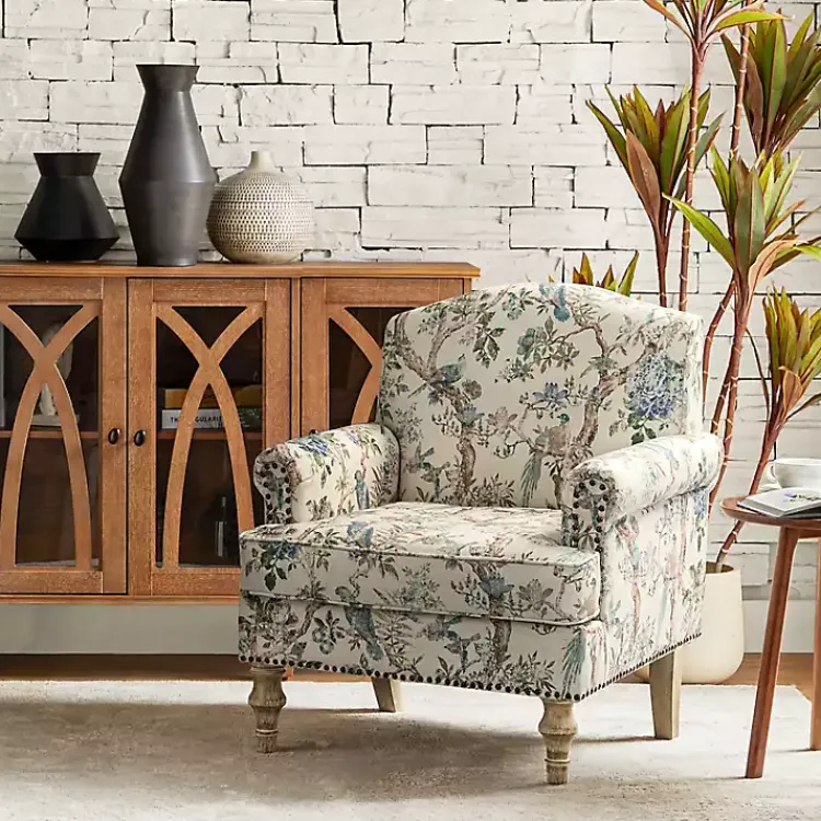 Kirklands Home Cream Vintage Birds Traditional Accent Chair Sale