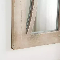 Kirklands Home Cream Vintage Fir Wood Arch Framed Mirror Clearance