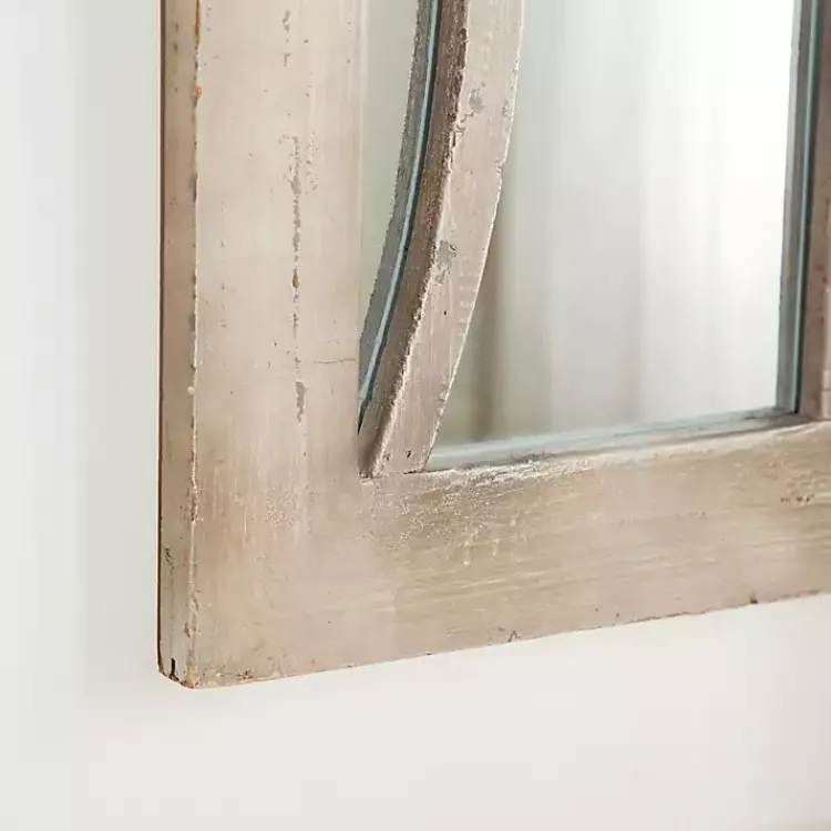 Kirklands Home Cream Vintage Fir Wood Arch Framed Mirror Clearance