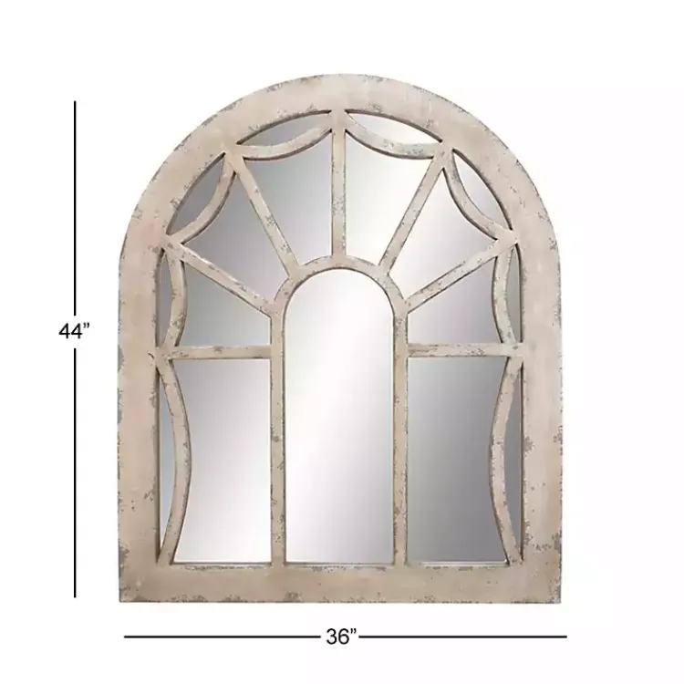 Kirklands Home Cream Vintage Fir Wood Arch Framed Mirror Clearance