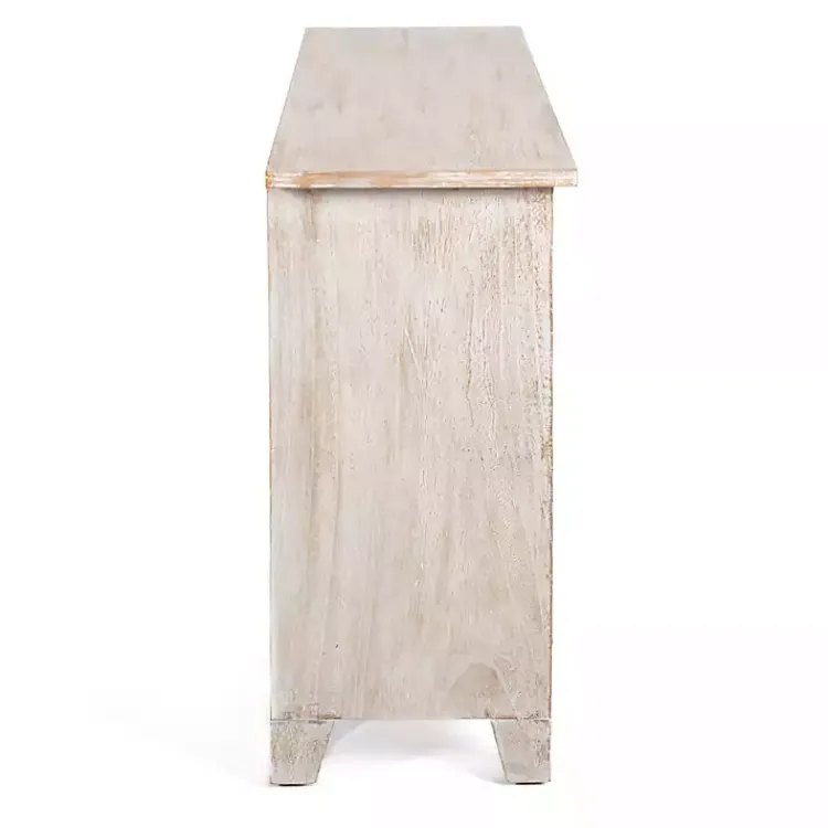 Kirklands Home Cream Washed Wood Carved Door Cabinet Tan Clearance