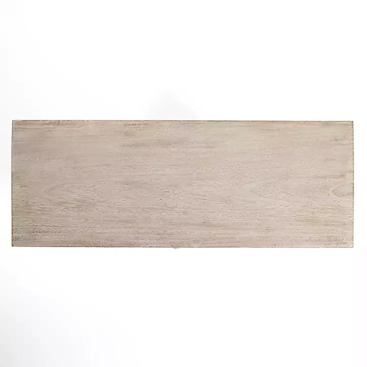Kirklands Home Cream Washed Wood Carved Door Cabinet Tan Clearance