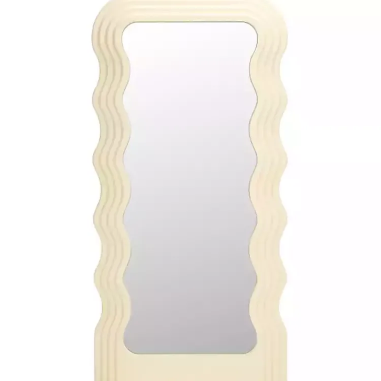 Kirklands Home Cream Wavy Mayha Leaner Mirror White Hot