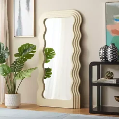 Kirklands Home Cream Wavy Mayha Leaner Mirror White Hot