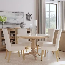 Kirklands Home Cream washed Dining Chairs, Set of 2 White New