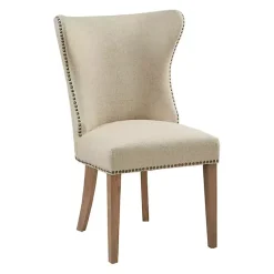 Kirklands Home Cream Wing Back Nailhead Dining Chairs, Set of 2 Ivory Sale