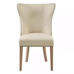 Kirklands Home Cream Wing Back Nailhead Dining Chairs, Set of 2 Ivory Sale