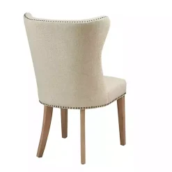Kirklands Home Cream Wing Back Nailhead Dining Chairs, Set of 2 Ivory Sale