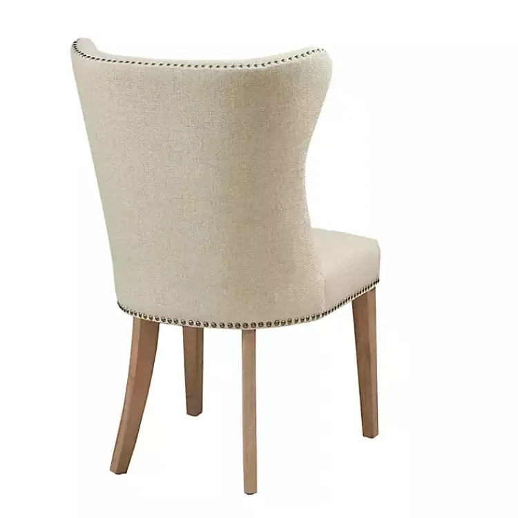 Kirklands Home Cream Wing Back Nailhead Dining Chairs, Set of 2 Ivory Sale