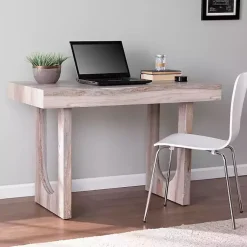 Kirklands Home Cream Wood Faux Marble Desk Discount