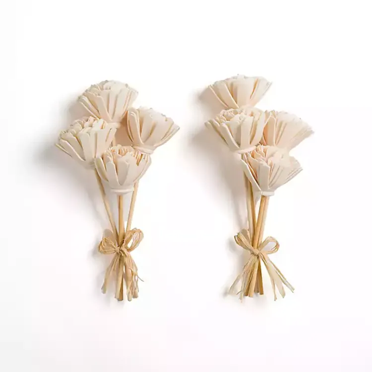 Stems & Bouquets>Kirklands Home Cream Wooden Floral Stems, Set of 2 Ivory