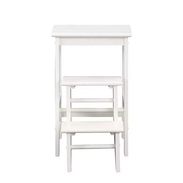 Kirklands Home Cream Wooden 3-Level Step Stool Ivory Discount