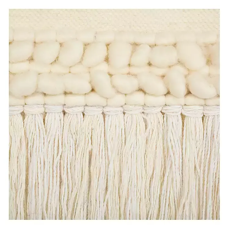 Kirklands Home Cream Woven Fringe Macrame Wall Hanging Ivory New