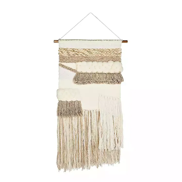 Kirklands Home Cream Woven Layered Textured Macrame Wall Hanging Ivory New