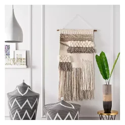 Kirklands Home Cream Woven Layered Textured Macrame Wall Hanging Ivory New