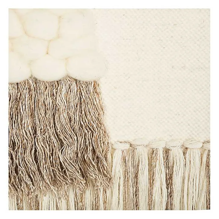 Kirklands Home Cream Woven Layered Textured Macrame Wall Hanging Ivory New