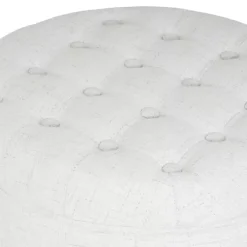 Kirklands Home Cream Woven Upholstered Tufted Storage Ottoman White Hot