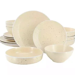 Kirklands Home Cream Emilia Stoneware 16pc. Dinnerware Set Yellow Hot