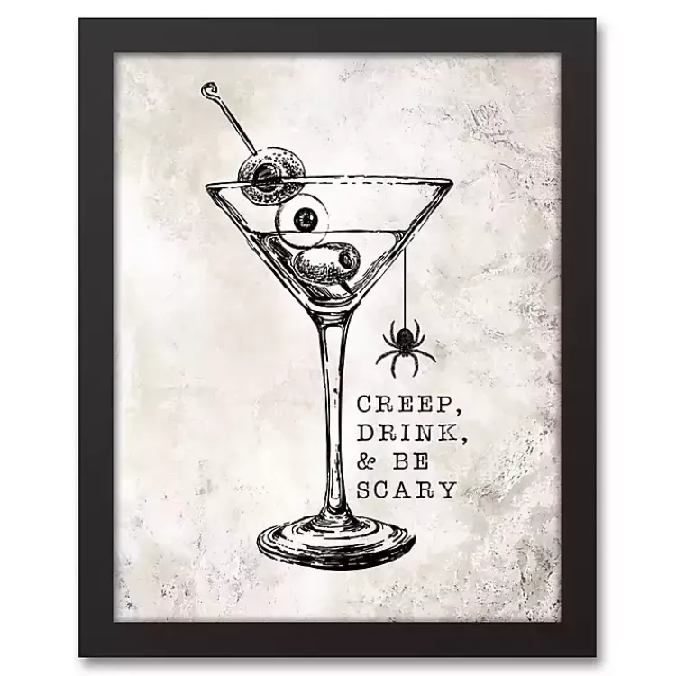 Halloween>Kirklands Home Creep Drink And Be Scary Framed Canvas Art Print