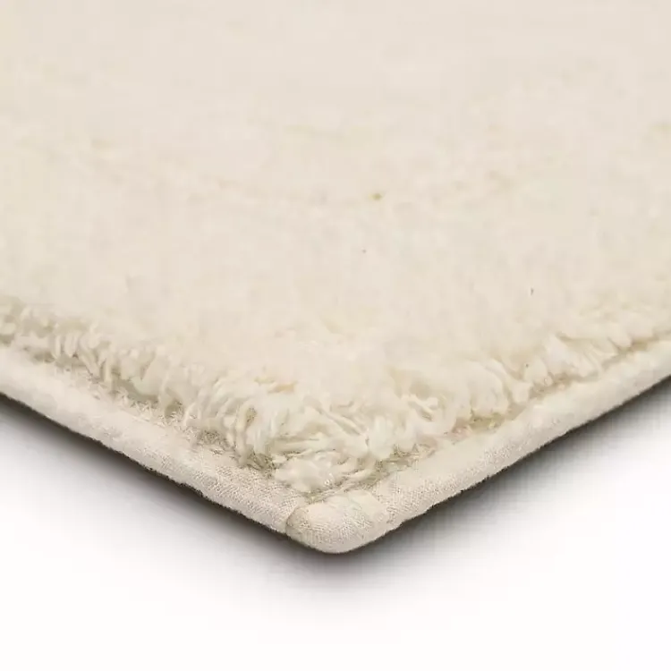 Kirklands Home Creme Plush Reversible Cotton Bath Mat, 45 in. Ivory Clearance