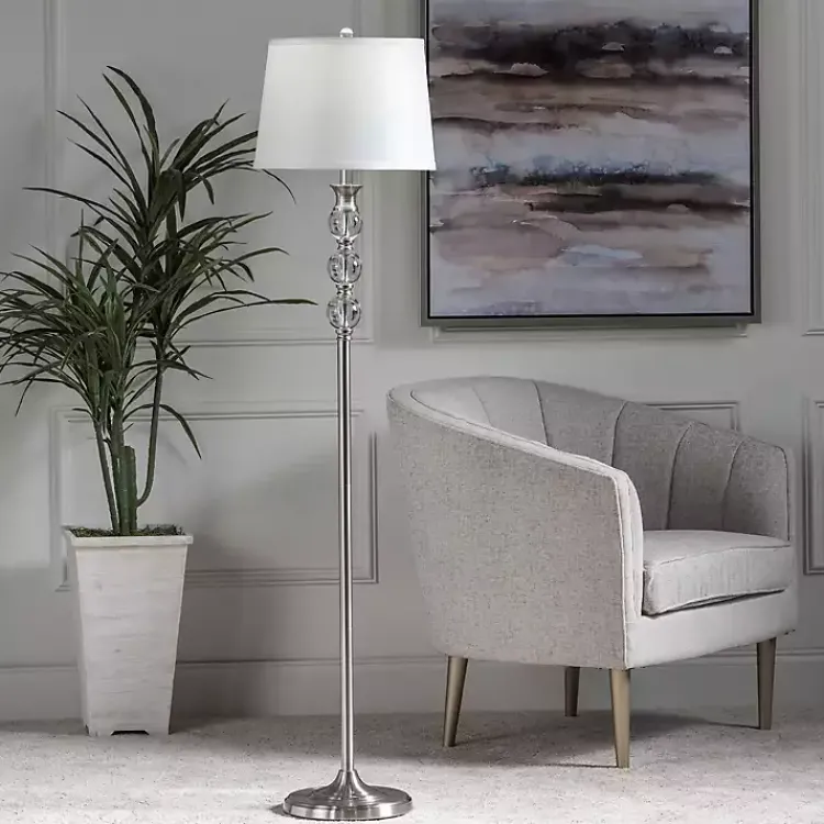 Kirklands Home Crystal and Silver Metal Floor Lamp White Discount