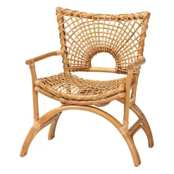 Kirklands Home Curved Natural Rat Woven Accent Chair Tan New