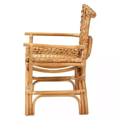Kirklands Home Curved Natural Rat Woven Accent Chair Tan New