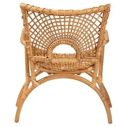 Kirklands Home Curved Natural Rat Woven Accent Chair Tan New