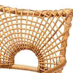 Kirklands Home Curved Natural Rat Woven Accent Chair Tan New