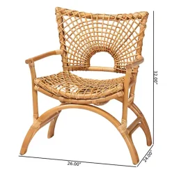 Kirklands Home Curved Natural Rat Woven Accent Chair Tan New