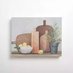 Kirklands Home Cutting Boards with Lemons Canvas Art Print Brown New