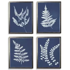 Kirklands Home Cyanotype Ferns Framed Art Prints, Set of 4 New