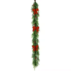 Christmas Arrangements & Garland>Kirklands Home Cypress and Red Berry Christmas Garland, 6 ft.